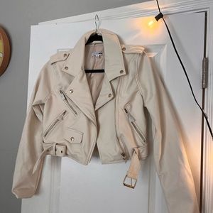 Ivory Leather Jacket | Small | Fashion Nova